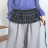 Jetso Layered Checkered Micro Mini Skirt Belt