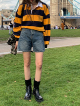 [UNISEX] Perrin ストライプカラスウェットシャツ