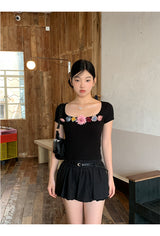 Real Flower Black Short Sleeve Tee