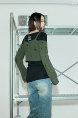 C BOLERO OFF SHOULDER KNIT TOP_KHAKI