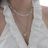 2way Heart lace key&lock necklace