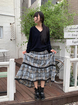 FADE CHECK MAXI SKIRT (2C)