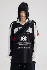メッシュカラープリンティド長袖Tシャツ
