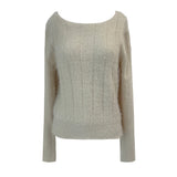  Milk tea angora long sleeve boat neck vertical knit top (5 colors)