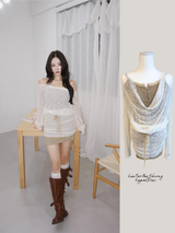 Lace Two-Piece Shirring Layered Dress