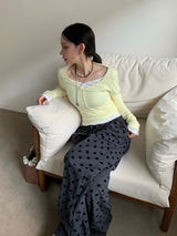 Button Fake V-Neck Ribbed Slim Tee (8c)