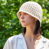 VZ Long Label Punching Knit Bucket Hat / Ivory