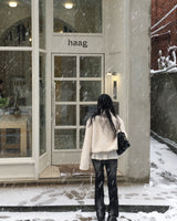 High neck fur crop jacket