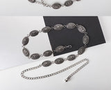 Retro-antique silver chain belt