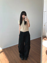 V-neck short-sleeved knitwear (3 colors)