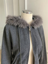 RABBIT FUR ZIP-UP