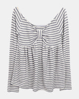 Bri Striped Shirring Long-Sleeve T-Shirt