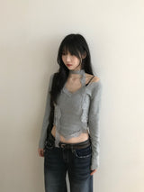 オフスカーフレースTシャツ (2 colors)