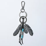 navajo feather & beads keyring black