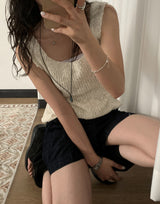 Marlo Linen Raw Denim 3/4-Length Shorts 1 Color