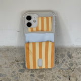 Pocket phone case - Stripe bedding [Butter yellow]