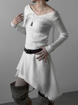Ribbed Backless V-Neck Knit