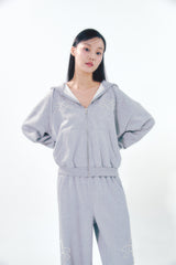 Pearl Hoodie Zip-Up Gray