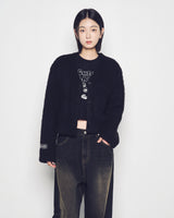 25FW WOMAN Vネッククロップソリッドカーディガン ブラック