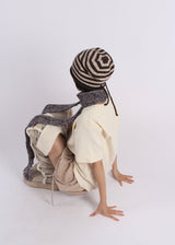 STRIPE SHIRRING LOOSE BEANIE