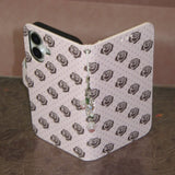 Rose Rose Dot Pink Brown Vintage Diary Leather Card wallet Phone Case