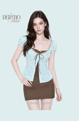 Mint Mocha Eyelet Blouse