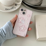 [handmade] pink flower pearl jelly hard case
