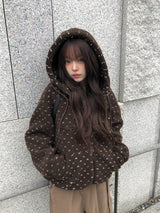 Shuka Heart Fluffy Fleece Hood Jumper