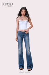 Roy Blue Dist Semi-Long Denim Pants