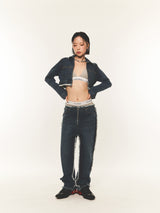 LOW-RISE DENIM PANTS (FOR UNISEX)