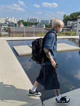 Curved Denim Half Pants