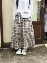 Maple Check Banded Shirred Skirt (3c)