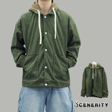 Corduroy layered hoodie jacket (Khaki)