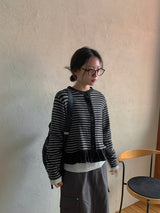 [BAONHAUS] Lorenine Frill Stripe Cardigan