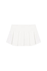 Hugging ribbon pleated skirt, White