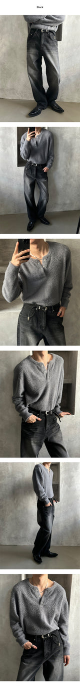 [BASIC ITEM] ブラックウォッシングワイドデニムパンツ