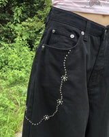 トッピングフラワースタッドワイドロングパンツ