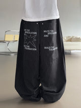 Foundy Stripe Rivet Letter Oversized Balloon Pants 2color