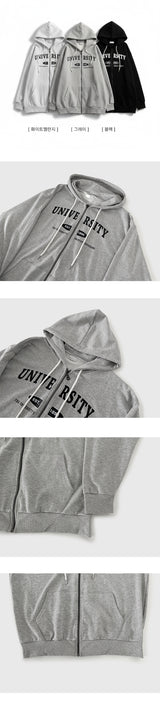 Ronnie Lettering Over Loose Fit Hooded Zip-Up