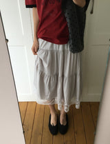 Mujeuf Tiered Lace Banding Long Skirt