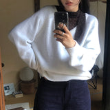 [MADE] ルーシュ厚手Vネックニット、ALPACA 10%, WOOL 10%