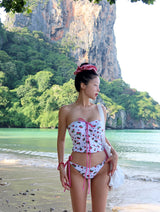 a strawberry tube top bikini
