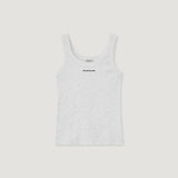 リブジャージーレタリングノースリーブTシャツ