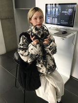 ペイズリーキルティドオーバーフリースジップアップ (2c)