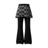 Check Layered Flare Pants