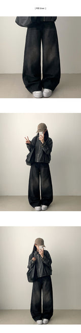 [Short & Long Selection*] Veron Side Incision Denim Semi-Wide Pants