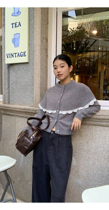 Cape Lace Frill Knit Cardigan