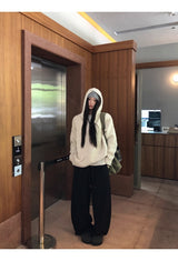 Niche Wide Hooded Wool Zip-Up Knitwear