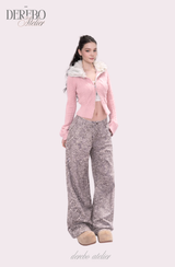 Lady Fur Knitwear Zip-Up Cardigan