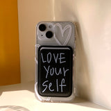 WhiteBlack - Love yourself Magsafe Phone Case Card Pocket Set